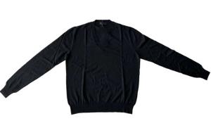 Трикотажный свитер для мужчин с V-образным вырезом, умеренная посадка, прочие характеристики PRADA, collar with button version