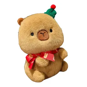 Очаровательная плюшевая игрушка капибара с новогодней елкой высотой 15см/17см/20см/30см OU DI PIG, коричневый