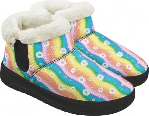 Женские зимние ботинки на снег с меховой подкладкой, короткие ботильоны, утепленные, наружная подошва EVA, противоскользящие, теплые ботинки для холодной погоды Chririnla, Tie-Dye Daisy