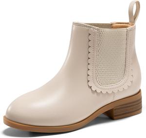 Детские ботильоны Coutgo Girls Chelsea с низким массивным каблуком, на резинке, осенне-зимние, Beige