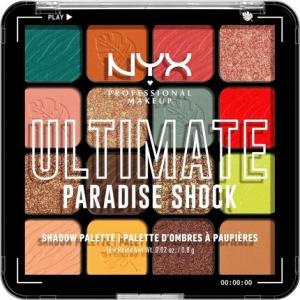Палитра теней NYX Professional Makeup Ultimate: 16 ярких оттенков теней для век True-To-Pan, мерцающие металлики и нюдовые цвета в прессованных пигментах Vegan 0,8 г 02 Paradise Shock