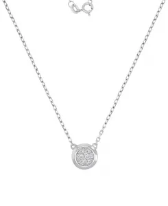 Ожерелье с подвеской в виде диска с кубическими цирконами, позолоченное серебро 14 карат, 18 дюймов Macy'S, rhodium