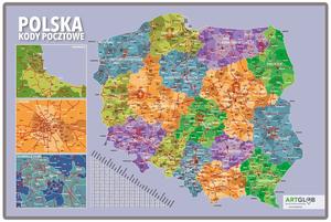 Настенная карта ArtGlob, Польша с почтовыми индексами на фоне в деревянной рамке
