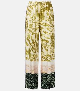 Широкие брюки с принтом Dries Van Noten, хаки