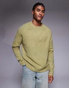 Свободный вязаный джемпер с круглым вырезом ASOS DESIGN, цвет шалфейно-зеленый