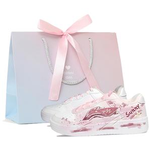 LINING Кроссовки для скейтборда Pontoon Boats, нескользящие, износостойкие, низкие, унисекс, розовые, белые