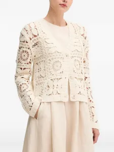 Вязаный кардиган на пуговицах Oui, бежевый