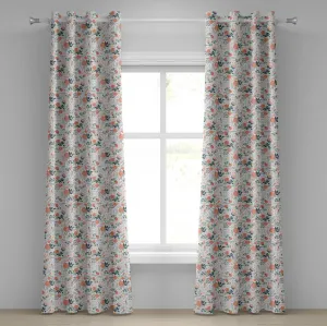 Шторы на люверсах ABAKUHAUS с цветочным рисунком, стильный, в стиле шебби-шик, вдохновленный природой, с изображением цветочной красоты, декоративные двухпанельные шторы, 280 см x 260 см, цвет миндально-зеленый, лососевый