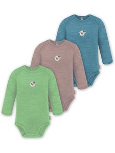 Normani Outdoor Sports Комплект из 3 детских боди с длинными рукавами из мериносовой шерсти, цвет Окленд, синий/розовый/зеленый