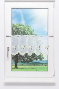 Штора для кафе, кружево Плауэн - Флора (Ш x В) 81,50 см * 30 см, зеленый/травянисто-зеленый Plauener Spitze