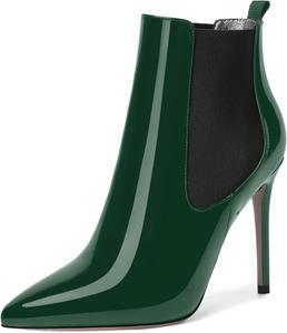 Женские ботильоны NUMALEO с острым носком, на шнуровке, из лакированной кожи, на высоком каблуке-стилете, 10 см, Black Dark Green