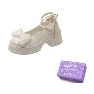 Alxnan Женские туфли на платформе с массивным каблуком экрю, цвет Ecru