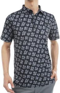 Мужская поло-рубашка Callaway C23134112 с коротким рукавом (рисунок «Насекомое и цветок», впитывает пот, быстро сохнет, защищает от УФ-излучения, антибактериальная), для гольфа, черный