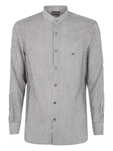 Полосатая рубашка с воротником-стойкой EMPORIO ARMANI, черный