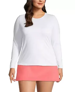 Пляжная рубашка с длинным рукавом Plus Size SunShade UPF 50 Lands' End, белый