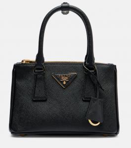 Мини-сумка тоут из кожи Galleria Saffiano Prada, черный