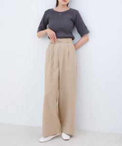 <Можно носить как комплект!> Прямые брюки персикового цвета с ворсом