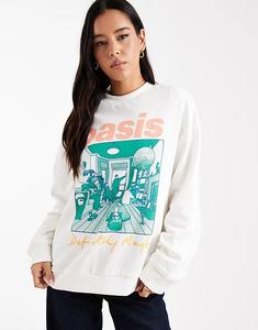 Свободный свитшот ASOS DESIGN с логотипом Oasis, возможно, в кремовом цвете