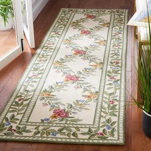 Ковер-дорожка SAFAVIEH, 77 x 244 см, Chelsea Collection, Ivory, ручной работы в стиле French Country из шерсти, идеален для помещений с высокой проходимостью в гостиной, спальне (HK60A)