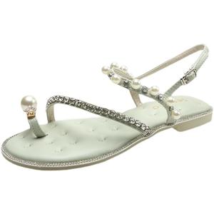 TAFN Женские сандалии на одной застежке зеленого цвета