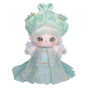 Хлопковая кукла девочка высокотемпературный шелк нефритовые духи плюшевая кукла 20см высота Xilemeng, 【Skeleton Version】Biling Naked Baby + Gift Box + Birth Certificate + Hairpin Circle