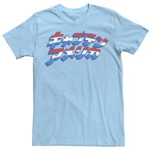 Мужская футболка с графическим логотипом и текстом кандзи «Капитан Америка» Marvel