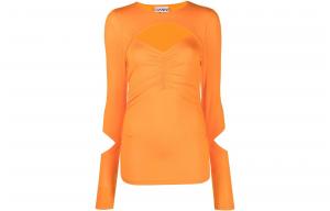 Топ с круглым вырезом и вырезами Ganni, оранжевый