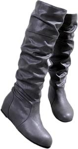 Женские сапоги UOQAPRE до колена на осенне-зимнюю погоду, широкие голенища, модные зимние сапоги с искусственным мехом, Grey