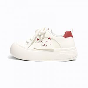 RENBEN Легкие противоскользящие скейтерские кеды на платформе для женщин - бежево-красные, цвет Beige Red