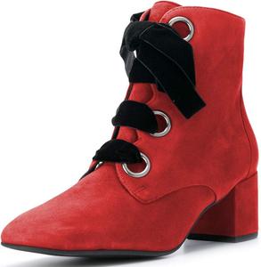 Женские ботинки YDN с круглым носком, шнуровкой, низким каблуком, замшевые, с боковой молнией, удобные для прогулок, Red