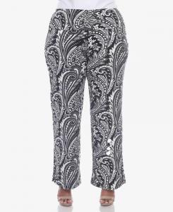 Широкие брюки палаццо больших размеров с принтом White Mark, мультиколор