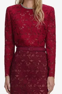 Топ с кружевной и кристальной отделкой, красный Self-Portrait