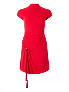 Платье мини со сборками Roberto Cavalli, красный