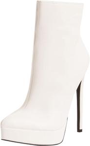 Женские ботильоны Wild Diva с острым носком, боковой молнией, платформой и шпилькой, White