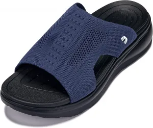 Мужские невидимые обувные платформы CALTO - черные/матовые черные сверхлегкие сандалии на молнии для комфорта - на 2 дюйма выше - X1652 - размер 10 D(M) US No Brand, черный/темно-синий