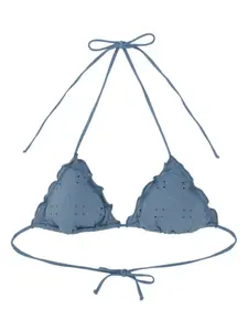 Верх бикини с вышитыми люверсами и оборками MC2 SAINT BARTH, синий