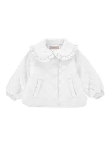 Стеганая куртка с оборками Monnalisa, белый