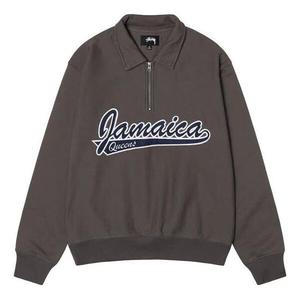 Толстовка x denim tears half zip fleece 'charcoal' Stussy, серый