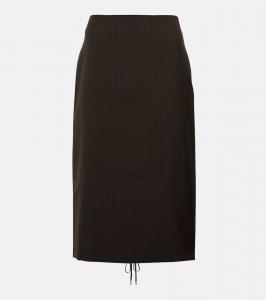 Юбка-карандаш из шерсти Lotta Volkova со шнуровкой Jean Paul Gaultier, Brown/Ecru