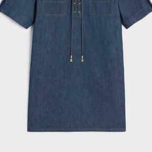 Платье Celine с короткими рукавами, темно-синий