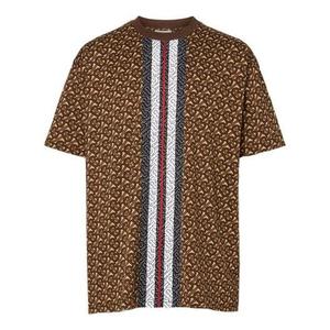 Футболка Men's Burberry Logo Stripe Printing Short Sleeve Brown, коричневый