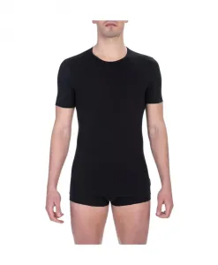 Черная хлопковая футболка с круглым вырезом Bikkembergs, черный