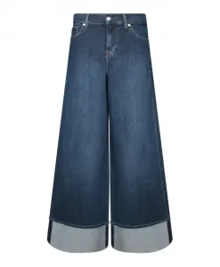 Синие широкие джинсы с высокой талией 7 For All Mankind, синий