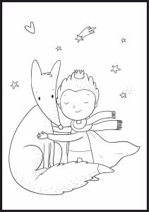 Раскраска в виде плаката для детей и других, с красивой графикой, Маленький принц и лисенок, формат 70х100см. Inna marka