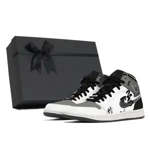 Air 1 устойчивые к истиранию кроссовки Mid Top Vintage для мужчин Dark Gray Jordan, темно-серый