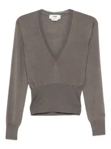 Футболка с V-образным вырезом FENDI, нейтральный