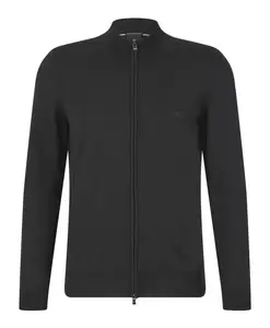 Черный кардиган на молнии с логотипом, стандартный крой. Hugo, черный