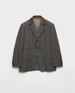 Однобортный шерстяной пиджак Prada, антрацитовый серый