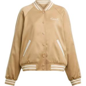 COACH Женская бейсбольная куртка светло-коричневого цвета, Light Umber