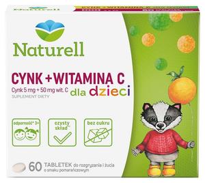 Поддержка иммунитета для детей Naturell Cynk + Witamina C Dla Dzieci Tabletki Do Żucia, 60 шт